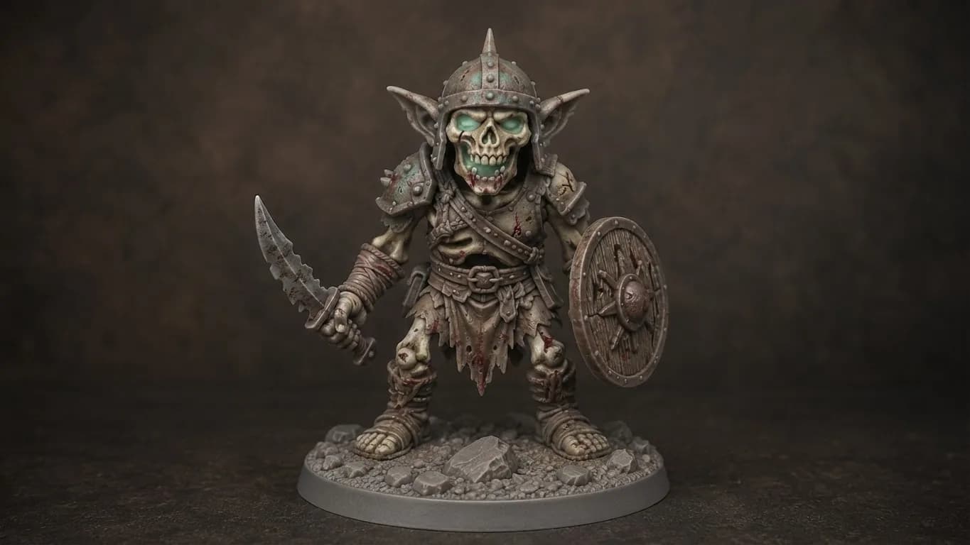 AI paint preview of a goblin warrior with bone-colored armor
